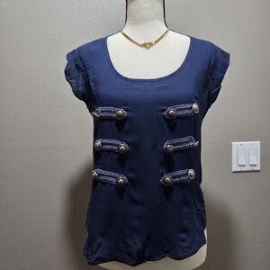Redberry Navy Blue Military Style Blouse - New with Tags - Size S